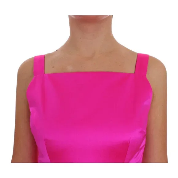 Dolce & Gabbana Pink Silk Long Sheath Ball Gown Dress